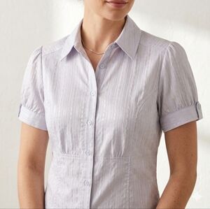 Denver Hayes Lilac Button Down Puff Sleeve Shirt M